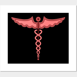 Caduceus Staff of Hermes Red Posters and Art